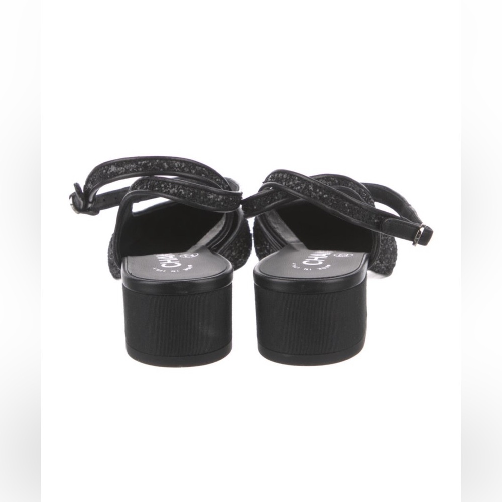 Chanel interlocking CC Slingback - Black Glitter Women's Shoes - Picture 4 of 4